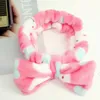 Fleece Bow Headbands For Women Girls Wash Face Makeup Bath Solid Striped Polka Dots Hairband Turban Hair Accessories