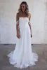 2019 Boheemse zomer strand trouwjurken off the shoulder kant boho bruidsjurken vintage Franse vestido de noiva trouwjurk