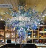 Lámpara colgante hermosa azul, iluminación de araña de cristal soplado para decoración de cocina y vestíbulo de Hotel