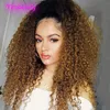 Brasilianisches reines Haar verworrenes lockiges 1B / 30 Ombre Echthaar 13 * 4 Lace Front Perücken 12-32 Zoll 1b 30 zwei Töne Farbe verworrenes lockiges Yirubeauty