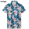 Verão cubano homem camisa plantas tropicais impressas colarinho fino manga curta solta havaiano shir 2020 nova camisa hombre