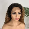 1b / 30 Lace Front Wig Kinky Curly Indian Human Hair 1b 30 Ombre Hair Lace Wigs 12-32inch Two Tons Virgin Hair Longer