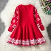 Herfst Kerstmeisjes Jurk Elanden Sneeuwvlok Gedrukt Breien Lange Mouwen Rok Xmas Jurken Outfits Kids Designer Kleding 2 Kleuren M444