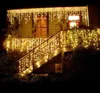 Dhl cortina icicle led strings luzes luzes de Natal 4m droop 0.4-0.6m decoração ao ar livre 220v 110v feriado luz de jardim de ano novo