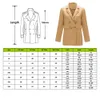 Plus Size Ladies Long Blazer Jacket Womens Moda Sólida Dupla Office Breasted Office Blazers Casacos Overcoat Negócios