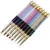 Nail Art Brush Pen Strass Cat Eye Manico in acrilico Carving Painting Gel Nail Extension Manicure Liner pen F3278