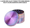 4 Layers Thread Type Herb Grinder 63mm Diameter Tobacco Grinder Rainbow Laser Zinc Alloy Grinders Spice Crusher