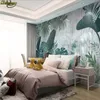 Beibehang aangepaste behang Nordic handgeschilderde tropische planten bladeren moderne minimalistische tv achtergrond muur schilderij 3D-behang