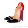 جديد مع Box Red Bottom Cymn Black Pointed Tee Extreme High High Heels Stiletto Women Pumps Party Party Dress Shoes Black Pumps Sudded Cheels Size 35-42