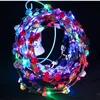 Flashing LED strings Glow Flower Crown Headbands Light Party Rave Floral Hair Garland Luminous Wreath Wedding Flower Girl kids toys