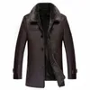 2020 New Winter Men Leather Coat Fashion Winter Leather Jacket Men Fur Collar Velvet Inside Snow Warm Coats jaqueta de couro