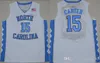 NCAA North Carolina Tar Heels 15 Carter 23 Michael College Blue White tanie czarne koszulki do koszykówki zszyte logos koszulki