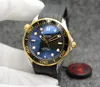 2813 42MM Automatic Outdoor Mens Watches Watch Yellow Gold Case Blue Dial With Blue Rubber Band Rotatable Bezel and Transparent Ca274N