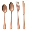 4Pcs Wedding Tableware Stainless Steel Set Rose Gold Flatware Sets Glossy Rose Gold Cutlery Sets wholesale