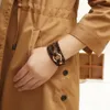 Pulseira de couro PU com joias da moda S814 multicamadas enrolada em crina de leopardo pulseira PU