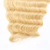 Cabello humano peruano Rubio Tres paquetes Extensiones de cabello rizado profundo 10-28 pulgadas Cabello Vrigin de onda profunda 613 # Color Nuevos productos