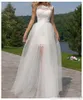 Dresses Beach Modest Lace Scoop Detachable Overskirt Tulle Hollow Back Short Wedding Bridal Gown Custom Made Vestido De Novia