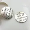 100pcs / mycket 23mm minnesbröllop charms antik silver ton saknar dig när jag går ner i gången