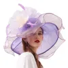 FS 2020 Novas Mulheres Chapéus Para Elegante Chapéu De Verão Ladies Party Cap Grandes Fedoras Brim com Flor Chapeu Feminino