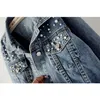 LUZUZI 5XL korte denim jas vrouwelijke ulzzang kralen parel losse dunne casual jeans bomber jas vrouwen lente herfst nieuwe jas cy200515