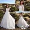 Modest Designer Wedding Dresses 2020 Rhinestone Appliques V-neck Long Sleeves Bride Gowns for Dubai Saudi Arabia Vestido De Novia BA6671