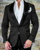 2019 Groom Tuxedos Groomsmen Czarny Szal Lapel Najlepszy człowiek Garnitur Ślub Męski Blazer Garnitury Custom Made (Kurtka + Spodnie)