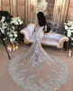 Dubai Árabe Vestidos de Noiva de Luxo Sexy Bling Frisado Renda Applique Gola Alta Ilusão Manga Longa Vestidos de Noiva Sereia Com Longo 295o