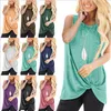 Kvinnor Toppar Sommarknot Tees Ärmlös Solid Tankar Sexig Mode Camis Casual Loose Blouses Blusas Kostym Damkläder Vestidos B4492