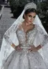 2021 Vestidos de Novia Vintage高級ホワイトウェディングドレス長袖レースボールガウンアフリカプラスサイズイスラム教徒ビーズZuhair Murad Bridal Gowns
