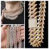 Męskie nowe spersonalizowane 18 -karatowe złote kubański łańcuch Link Naszyjnik Hip Hop Cubic Zirkonia Bing Choker Long Chains Bijoux Jewelry dla facetów