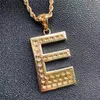 Hiphop Diamond Letter e ketting hanger iced out full cz 18 k vergulde heren bling sieraden cadeau