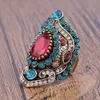 Partihandel-Ewelry Pink Big Vintage Vigselringar för Kvinnor Sapphire Crystal Plating Gold Mosaic Blue Crystal Fashion Ring Love Gift