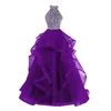 Maßgeschneiderte Rüschen-Abschlussball-Quinceanera-Kleider, hoher Neckholder, Schlüsselloch, rückenfrei, Perlen, Kristall, abgestuft, Sweet-16-Kleid, Ballkleid, Abschlussballkleid, 8