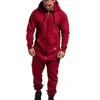 Mens Tute Autunno Inverno colore puro splicing tuta casuale con cappuccio Stampa Zipper tuta un pezzo Playsuit 5 colori