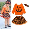 Costumes d'Halloween Ensembles de vêtements pour enfants 2-6T Baby Girls T-shirt + jupe + couvre-chef trois pièces Halloween Party Cosplay Vêtements en gros FSS357