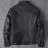 Весенние мужчины черные натуральные кожаные пальто мотоцикл куртка реальный первый слой овечья кожа 4XL новая одежда мужская бомбардировщик куртка