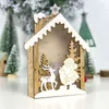 Kerstversiering 2021 Boom Houten Verfraaiing Hut Met Licht Hangende Ornamenten Vakantie Cadeau1