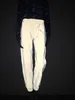 Womens nieuwe mode straat stijl hoge taille solide lichtgevende sport broek losse casual losse noctilucent lange broek