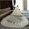 Shining Sequined Wedding Veils Peacock Appliqued Edge 3M Long Cathedral Length Lace Bridal Veil With Comb For Women Hair Accessories