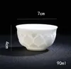 ロータスフラワーティーカップホワイト磁器ビッグマスターボール手作り茶道ティーカップボーン中国