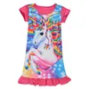 Las chicas de unicornio se visten la falda de longitud media para las niñas 4-12T Kids Girls Unicornio Dibujos animados de dibujos animados Nightgown Dress Designer Ropa SS209