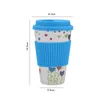 14oz Bamboo Fiber Cups Bamboo Coffee Cups Reusable Beverage Cups Travel Mug with Silicone Cup Cover and Lids