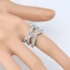 [DDisplay]Fashion Simple Hollow Inlaid 3A Zircon Shining Jewelry Ring Creative Sliver/Gloden Brass Setting Finger Rings Size 6-9