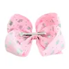 8 "Jojo Siwa Bows Grote Bowknot Rainbow Unicorn Print Grosgrain Lint Haar Bogen Haar Clips Barrettes Kids Meisjes Handgemaakte Haaraccessoires