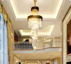 Modern luxury large gold pendant spiral crystal chandelier lighting creative long chandeliers crystal led lamp for hotel hall home MYY