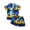 Zomer Strandstijl 2 stks Kinderen Baby Jongens Kleding Outfits Holiday Coconut Tree Print Shirt Shirts + Shorts Boy Sets