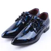 Bright Leather Men Dress Shoes Brand Fashion Groom Wedding Shoes Flowers Print Pointed Toe Lace Up Men Business 38-48