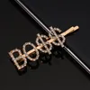 Crystal Rhinestone Brev Hårklipp Nya 6 Ord Tjej Hårstol Diamant Ord Barrettes Fashion Bangs Clip Woman Hair Accession Present