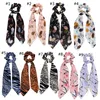 Leopard Floral Streamers Bow Hairbands For Girls Kobiety Szalik Włosów Scrunchies Elastyczne Zespoły wstążki Ponytail Uchwyt Akcesoria do włosów M1947