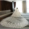 Shining Sequined Wedding Veils Peacock Appliqued Edge 3M Long Cathedral Length Lace Bridal Veil With Comb For Women Hair Accessories